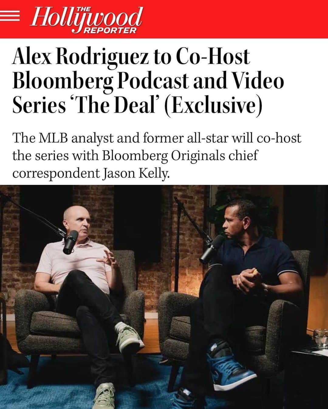 アレックス・ロドリゲスのインスタグラム：「I believe we are in a new era of deal-making. One that is centered around media disruption, M&A, and athlete ownership.   Very excited to launch "The Deal" in early 2024, a new video  podcast with @jasonkellynews and @bloomberg. We will talk  to titans in business who have, and continue to, pave the way.」