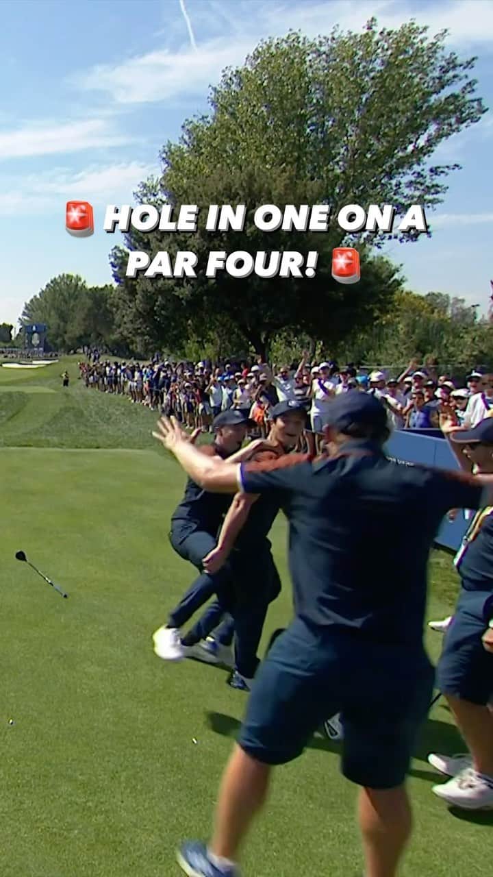 ビクトル・ホブランのインスタグラム：「@viktor_hovland makes an ace at the par four 5th! 🤯 #TeamEurope」