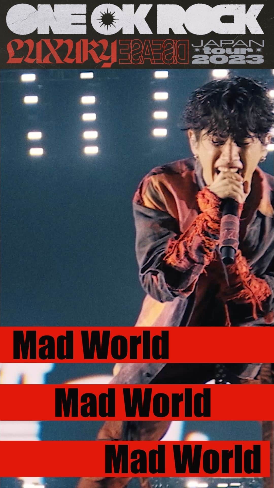 ONE OK ROCKのインスタグラム：「Mad World [Official Short Clip from "Luxury Disease" JAPAN TOUR]  11/15発売DVD, BDの予約はこちら https://oor.lnk.to/LD_DVDBD  #ONEOKROCK #LUXURYDISEASE #tour」
