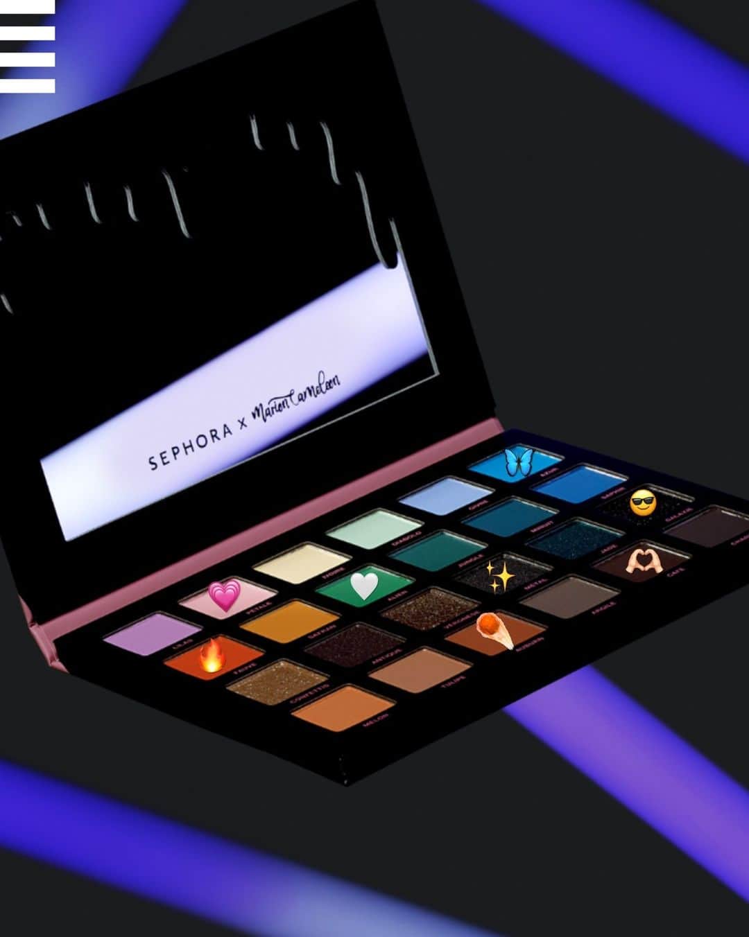 セフォラのインスタグラム：「POV : ta collab' préférée @sephoracollection x @marioncameleon est de retour. 🥰 Commente ton crush parmi cette sélection de fards de la palette 2.0 : ⁣ ⁣ 🔥 : Fauve⁣ 💗 : Pétale⁣ 🤍 : Alien⁣ ☄️ : Auburn⁣ ✨ : Métal⁣ 🫶 : Café⁣ 🦋 : Azur⁣ 😎 : Galaxie ⁣ ⁣ Uniquement chez Sephora.⁣ #SephoraFrance #Makeup⁣」
