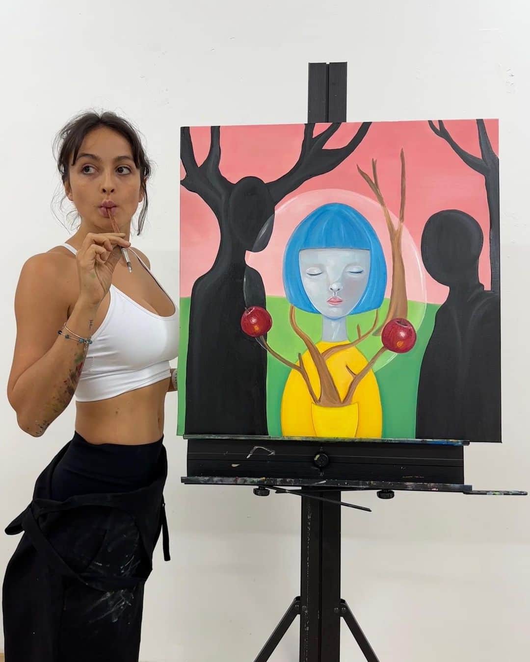 Irene Norenのインスタグラム：「“Creationism” Oil in canvas Creationism is the religious belief that nature, and aspects such as the universe, Earth, life, and humans, originated with supernatural acts of divine creation.」