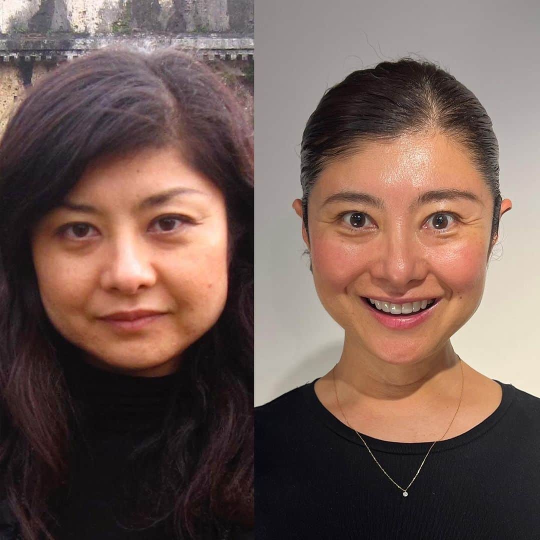 間々田佳子さんのインスタグラム写真 - (間々田佳子Instagram)「私の顔の歴史 久しぶりに比べてみました😊  2010と2023 2017と2023  顔も筋肉 幾つになっても鍛えることができるのです！  私は人一倍 昔から カラダの癖 顔の癖があり 試行錯誤しながら 今に至ります  時にはマッチョになってしまい 迷った時期もありますが  コアフェイストレーニングを発表してから3年目 今も進化中 これからも顔の動かし方を極めて 行きます  自分のために みんなに自信を持って伝えるために  #コアフェイストレーニング #間々田佳子 #間々田式顔筋トレ」9月28日 17時40分 - yoshiko.mamada