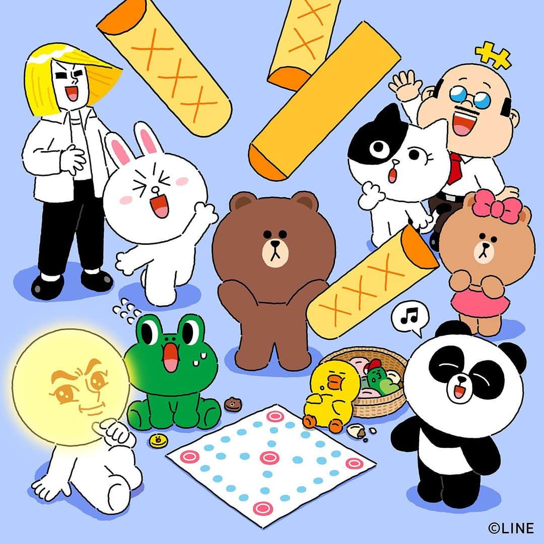 LINE FRIENDSのインスタグラム：「Ready for a long long holidays?! What's your plan for this holiday? LINE FRIENDS are planning to play YUT-NORI! 🎲  #BROWN #CONY #SALLY #CHOCO #PANGYO #BOSS #LEONARD #JAMES #JESSICA #MOON #EDWARD #holidays #LINEFRIENDS」