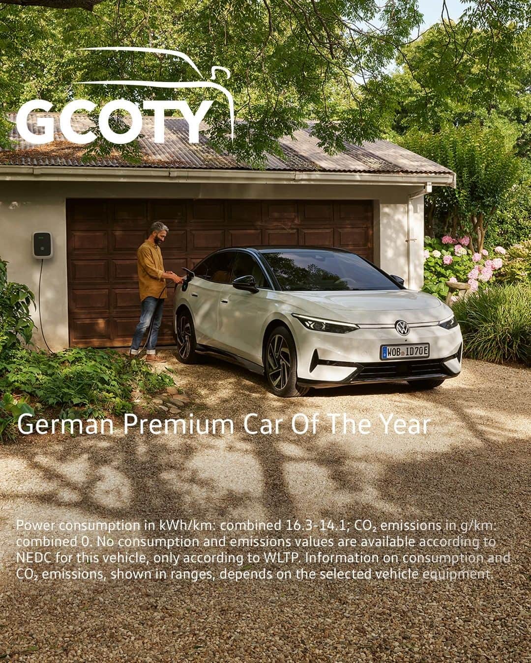 フォルクスワーゲンのインスタグラム：「The Volkswagen ID.7 is the winner of the German car of the year award 2024 in the category premium (<70.000 €). https://www.gcoty.de #vwid7 #caraward #germancaroftheyear #gcoty #volkswagen #vw   The vehicle displayed shows optional equipment.」