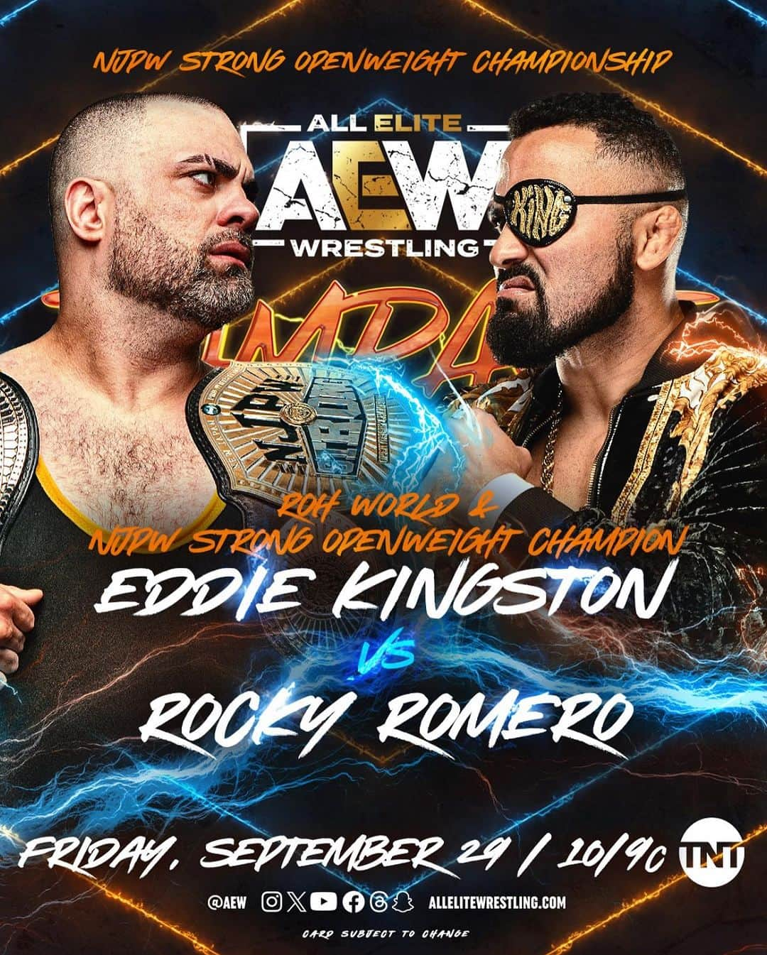 ロッキー・ロメロのインスタグラム：「@azucarroc vs @eddiekingston81  NJPW STRONG Openweight Championship #AEWRampage at 10pm ET/9pm CT on @tntdrama」