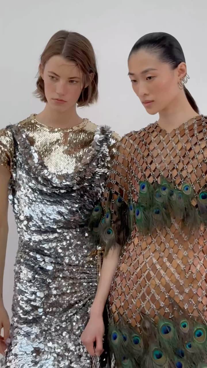 Saks Fifth Avenueのインスタグラム：「Lamé-all-day, iconic chainmail and party-worthy armor—the message from Creative Director @juliendossena for @rabanne was clear: we’re not staying in. 🪩💫 #Saks #PFW」
