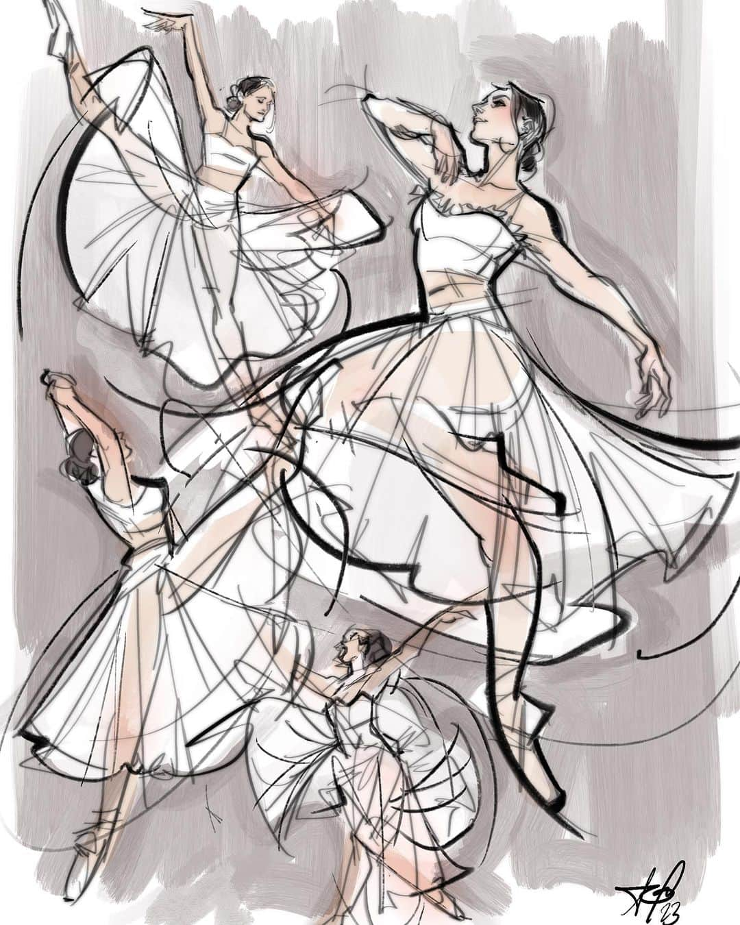 アディアムのインスタグラム：「For the #ADEAM Spring Summer 2024 show finale, #NewYorkCityBallet Principal Dancer #TilerPeck graced the stage for a special performance perfectly illustrated by @Girondist.」