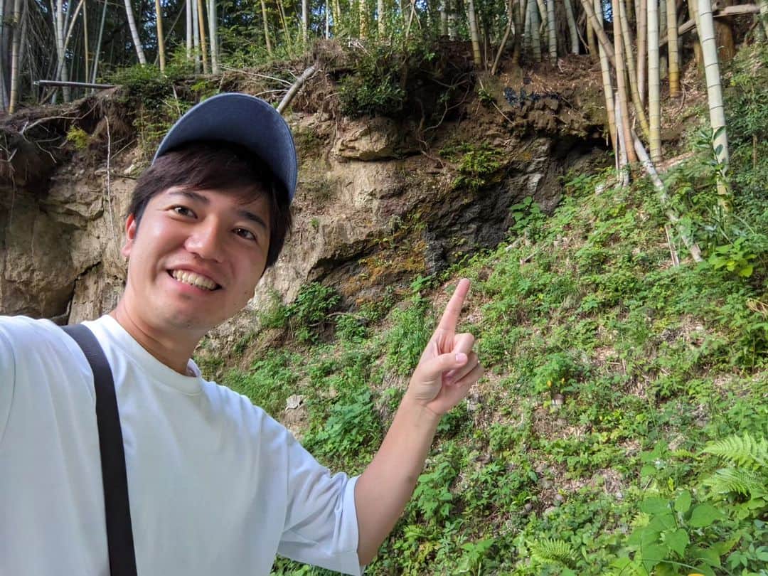 島貫凌のインスタグラム：「休みだったので、#中央構造線 の#露頭 を見に来ました。美しい地層✨✨  #ジオ #新城市 #長篠 #メーテレ #アナウンサー #島貫凌」