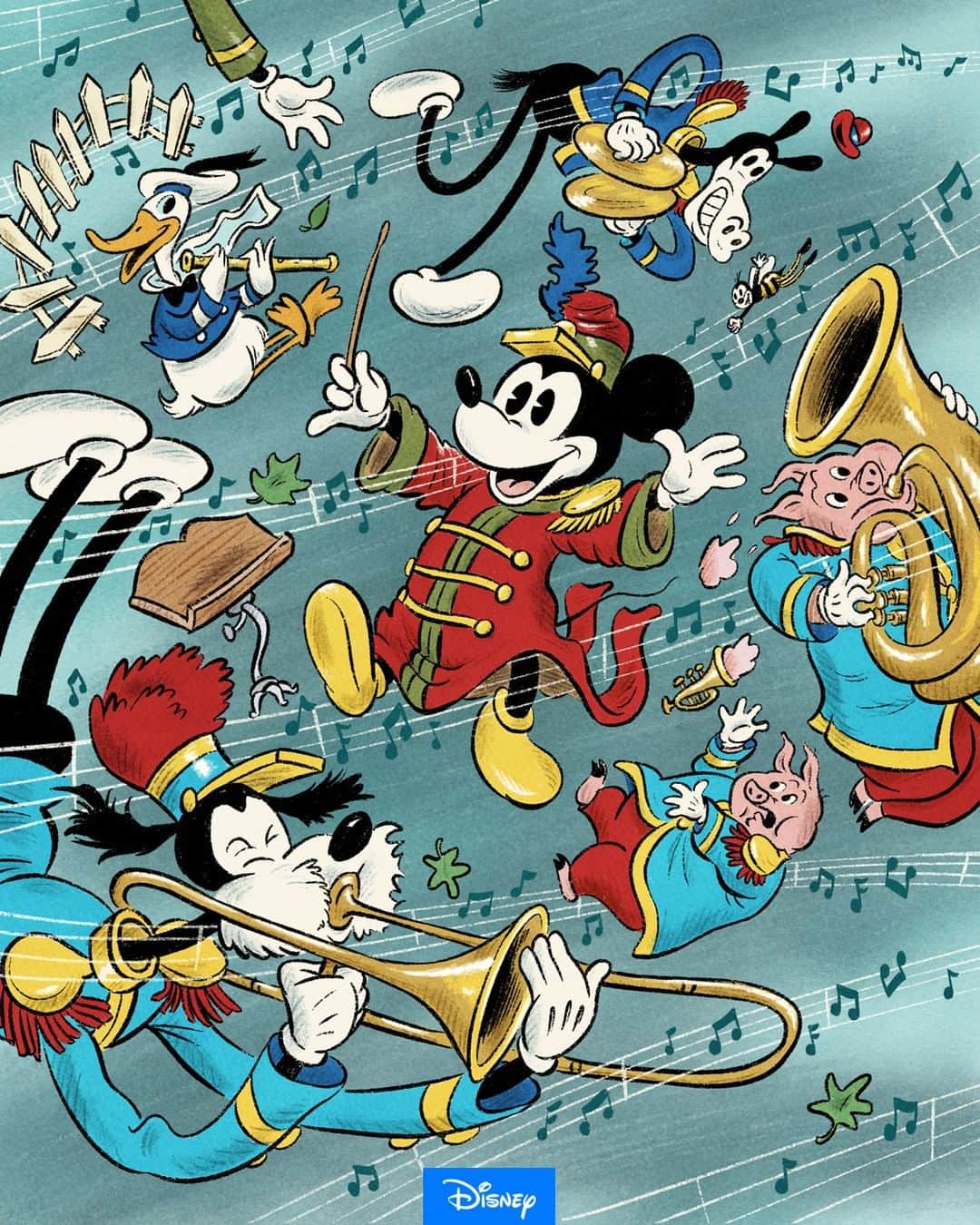 ミッキーマウスのインスタグラム：「Music to my ears! ✨🎶 Did you know that “The Band Concert” was the first Mickey cartoon to be released in color in 1935?」