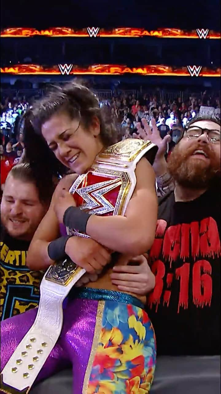 WWEのインスタグラム：「@itsmebayley achieved a lifelong dream when she beat @charlottewwe in 2017!  Who will come out on top when they reignite their rivalry TOMORROW on #SmackDown?」