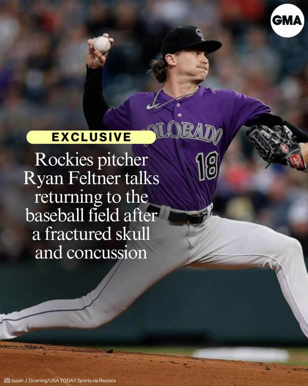 Good Morning Americaさんのインスタグラム写真 - (Good Morning AmericaInstagram)「EXCLUSIVE: Colorado Rockies pitcher Ryan Feltner is speaking out for the first time since taking a 92-mph line drive to the back of the head.  The devastating injury in May left him face down in the dirt against the Philadelphia Phillies. He suffered a fractured skull and concussion and was escorted off the field on his feet.  Read more on his recovery at our link in bio.」9月29日 2時13分 - goodmorningamerica