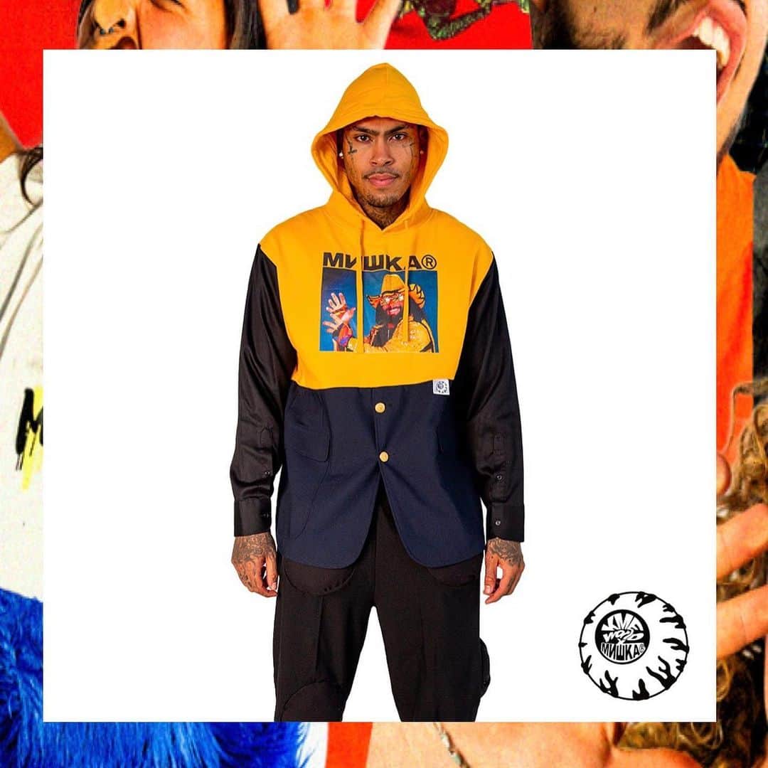 ミシカのインスタグラム：「@mishkagram x @kmeworld  • GARMENTS FOR THE UNORTHODOX •  Available online tomorrow 9.29  20 one of a kind collectible garments. There is only one made of each design making this a super exclusive collectible piece ➡️: www.mishkanyc.com」