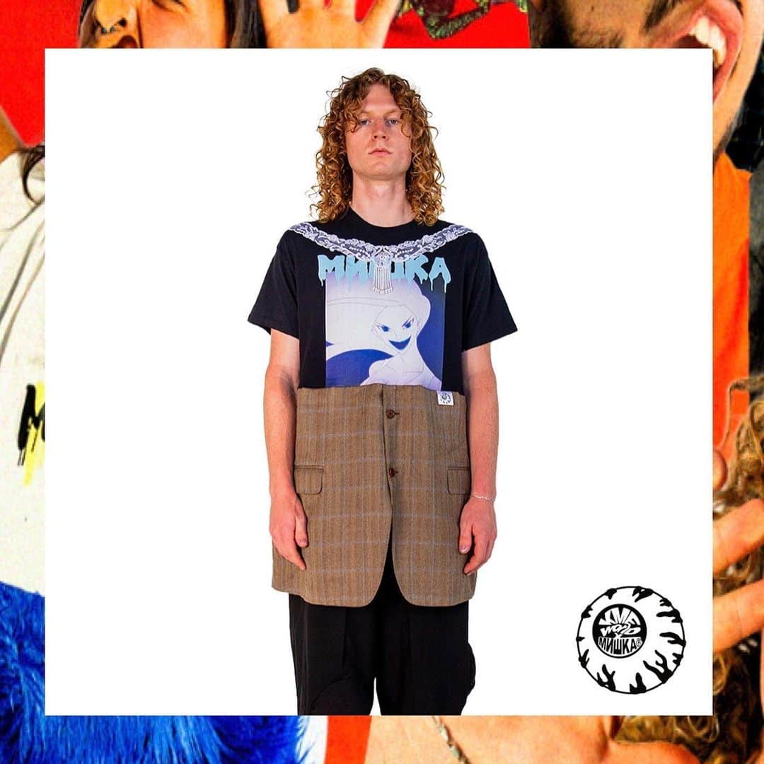 ミシカのインスタグラム：「@mishkagram x @kmeworld  • GARMENTS FOR THE UNORTHODOX •  Available online tomorrow 9.29  ➡️: www.mishkanyc.com」