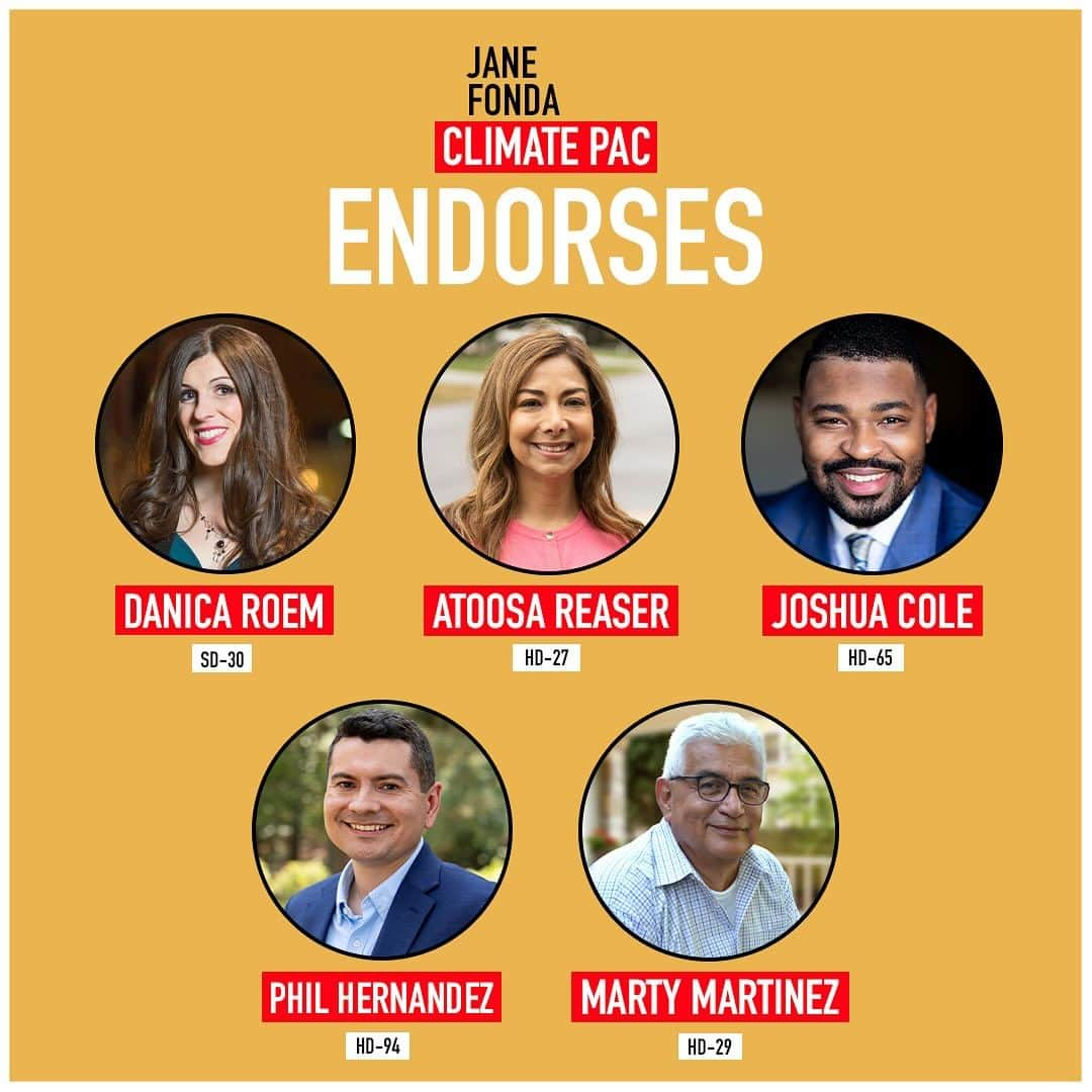 ジェーン・フォンダさんのインスタグラム写真 - (ジェーン・フォンダInstagram)「We’re thrilled to announce more endorsements for Virginia’s General Assembly general election.    Electing these climate champions is essential to pushing back on the GOP’s attack on climate progress and prioritizing the transition to clean energy, reducing emissions and protecting our communities from the harm caused by corporate polluters.   Help us support these climate champions - check out the link in the Jane Fonda Climate PAC team bio for more information on how you can support them!」9月29日 3時47分 - janefonda