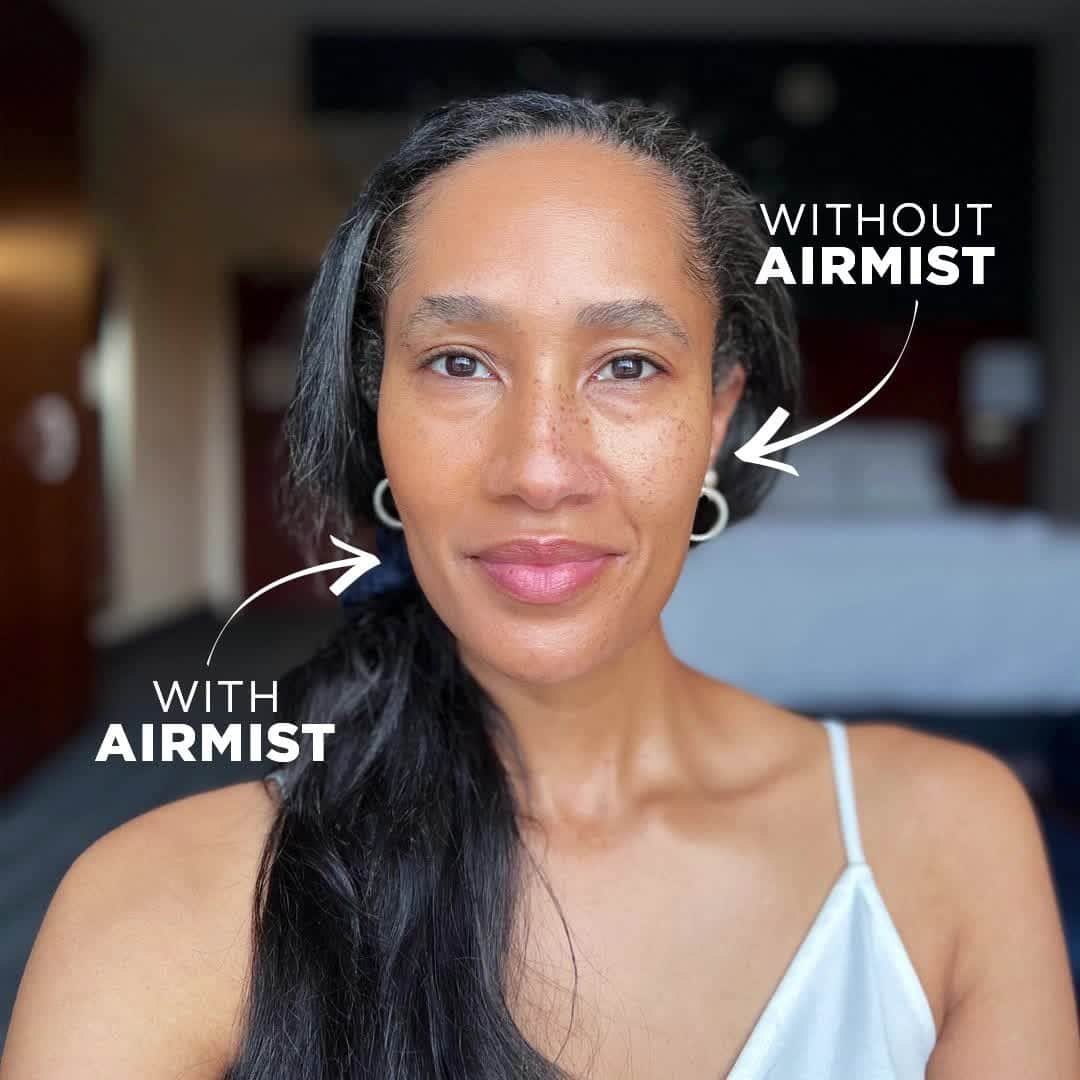 Mineral Airのインスタグラム：「Watch one side transform with the magic of Mineral Air, while the other remains untouched. The results? Strikingly clear. Dive into the glow, and see why Mineral Air isn’t just makeup, it’s a radiant revolution.」