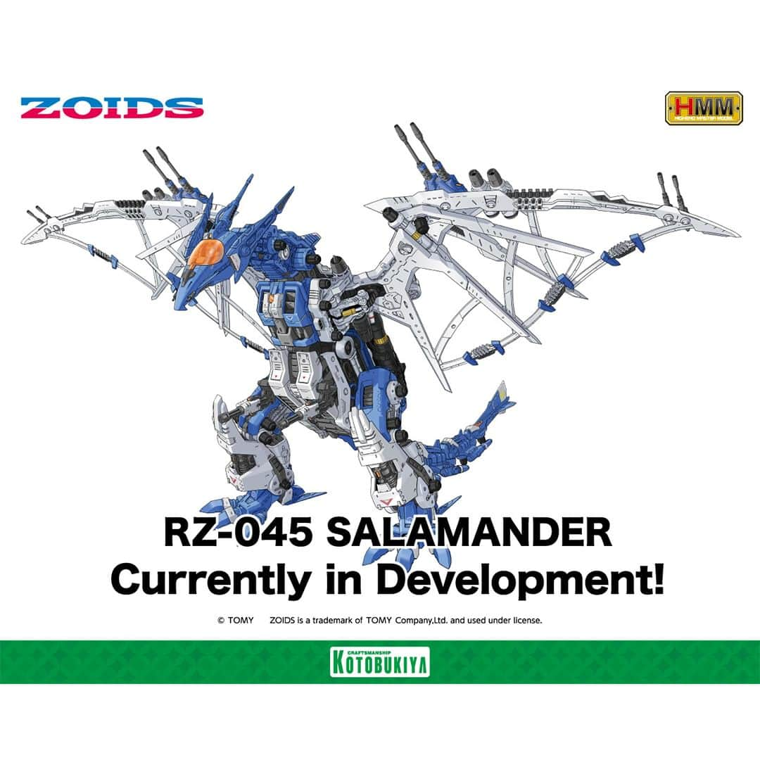 株式会社 壽屋 コトブキヤのインスタグラム：「【FIRST REVEAL】 Masashi Katahira's illustration of RZ-045 SALAMANDER, the upcoming release in the #ZOIDS #HMM series, is revealed! Please look forward to more updates!  https://www.kotobukiya-hobbyshow.com/plastic_model_kits/14048/  #KotobukiyaHS #AllJapanModelAndHobbyShow」