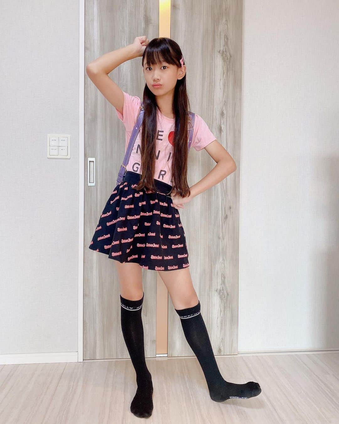 藤林夢さんのインスタグラム写真 - (藤林夢Instagram)「💗藤林夢(Yume)💗 @yumemama.mini 【🏫学校出発ポーズでし ...