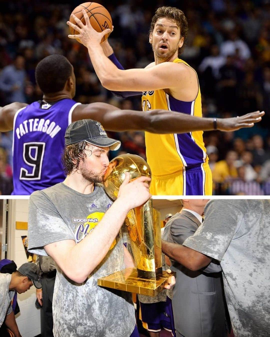 パウ・ガソルのインスタグラム：「🇪🇸 Pau Gasol  💜 Primer español en ganar un anillo (2009,2010)  💛 Primer jugador español en el Salón de la Fama」