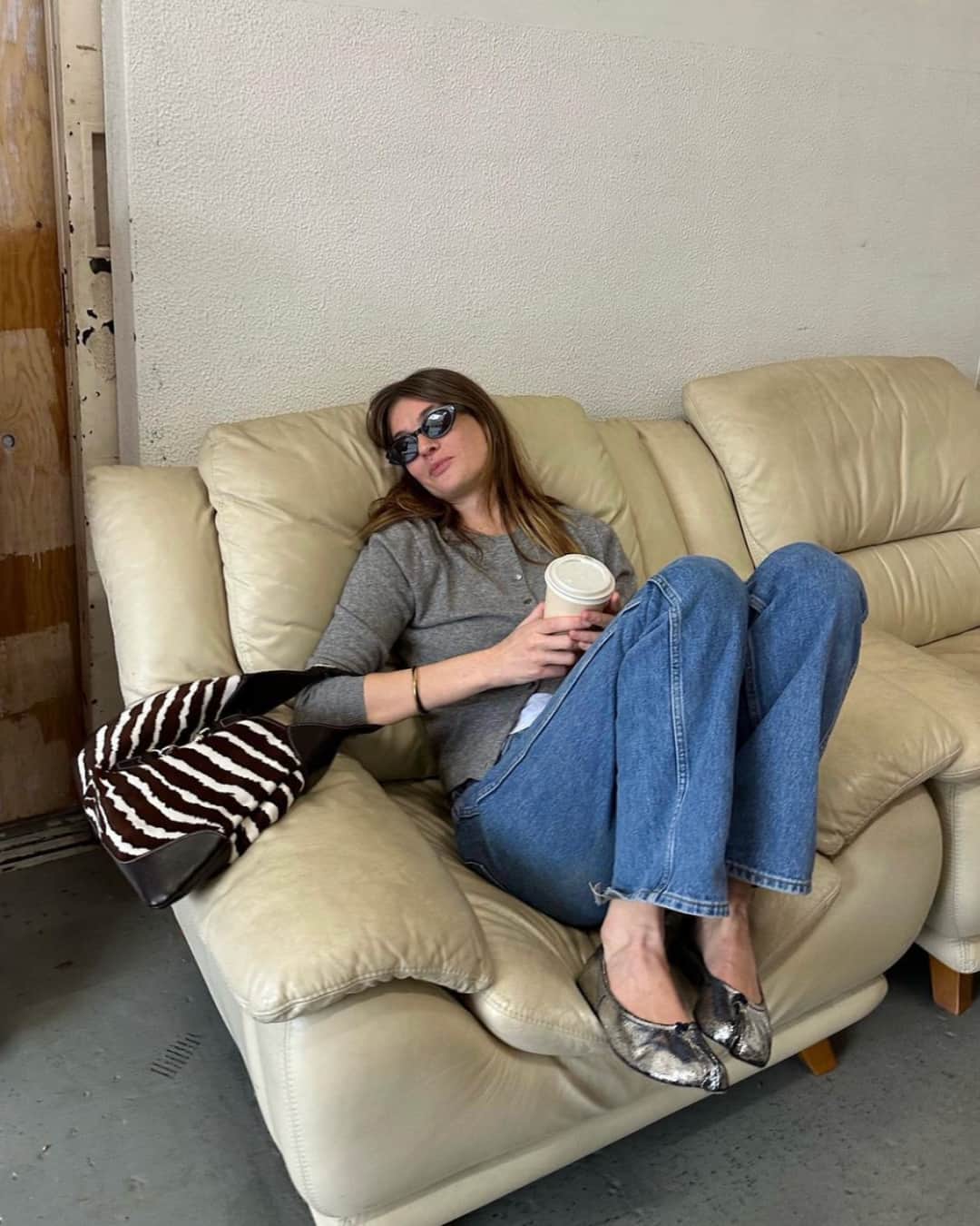 RE/DONEのインスタグラム：「@camillecharriere pictured wearing the High Rise Loose #myredones」