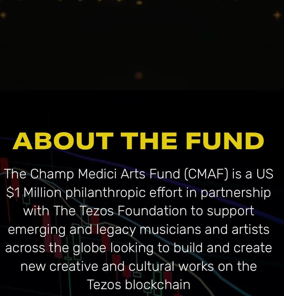 コーデル・ブローダスさんのインスタグラム写真 - (コーデル・ブローダスInstagram)「The Champ Medici Arts Fund (CMAF) is a US $1 Million philanthropic effort in partnership with The Tezos Foundation to support emerging and legacy musicians and artists across the globe looking to build and create new creative and cultural works on the Tezos blockchain」9月29日 9時43分 - cbroadus