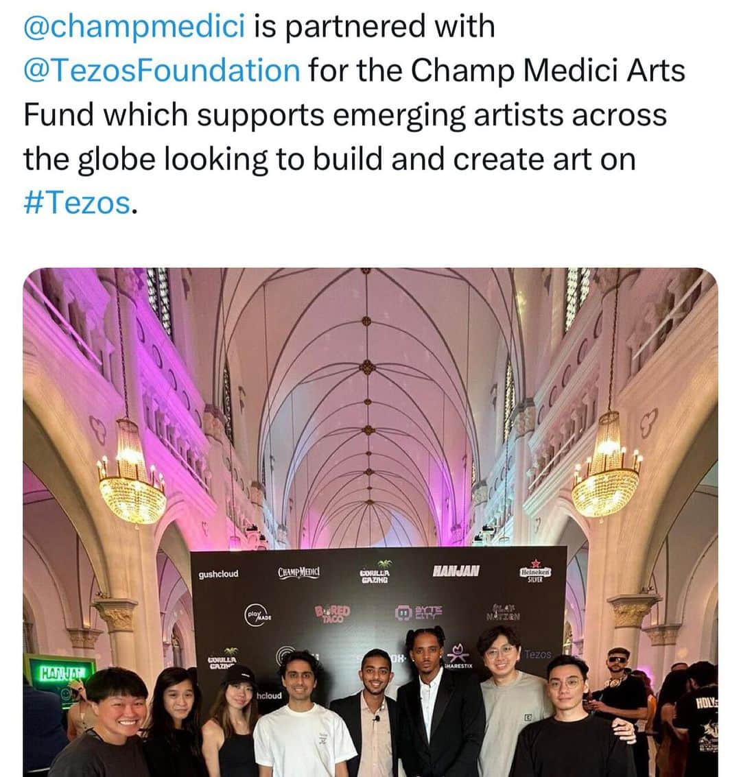 コーデル・ブローダスのインスタグラム：「The Champ Medici Arts Fund (CMAF) is a US $1 Million philanthropic effort in partnership with The Tezos Foundation to support emerging and legacy musicians and artists across the globe looking to build and create new creative and cultural works on the Tezos blockchain」