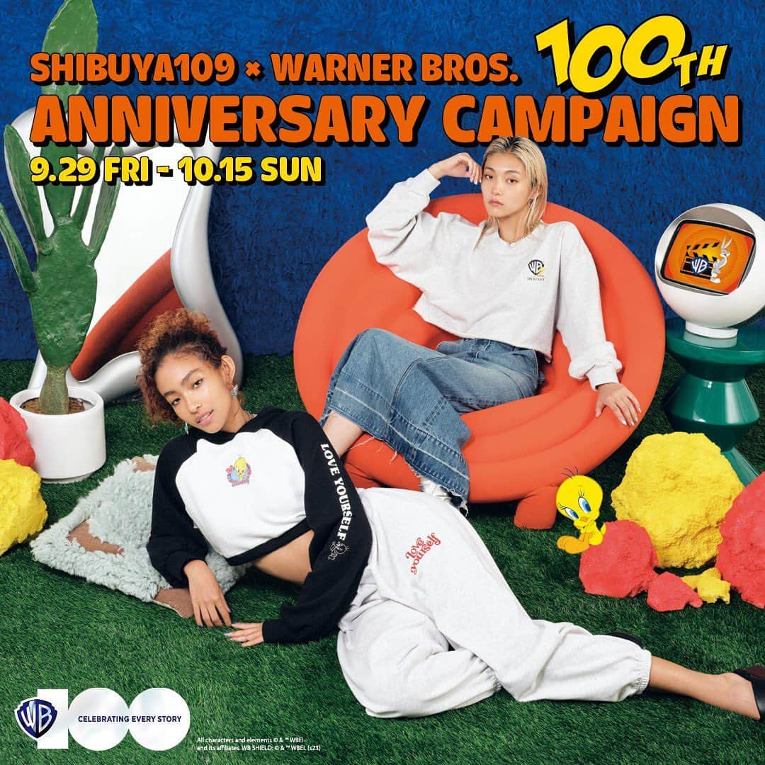 ルーニー・テューンズ公式のインスタグラム：「💙🧡SHIBUYA109 x WARNER BROS. 100TH ANNIVERSARY CAMPAIGN 🧡💙  今年100周年を迎えたワーナー・ブラザースと SHIBUYA109渋谷店によるスペシャルコラボレーションが本日より開催🛍️🌟  期間中は #トムとジェリー #ルーニーテューンズ をはじめとしたワーナー・ブラザースの人気キャラクターたちが 様々な企画で館内を盛り上げます!!!  ◾️キャラクターに会える！グリーティングも🐱🐭🐤 ◾️期間限定のPOP-UP STOREオープン！ ◾️スペシャルな装飾やキャンペーン動画が見られる👀✨ ◾️人気ブランドでコラボアイテム先行発売❕  くわしくはSHIBUYA109公式サイトをチェック✔  《開催期間》 2023年9月29日(金)～10月15日(日) 《場所》 📍SHIBUYA109渋谷店  ■POP-UP STORE 《開催期間》 2023年9月29日(金)～10月15日(日) 《場所》 📍SHIBUYA109渋谷店｜8F『DISP!!!』  @tomandjerry_jp @looneytunes_jp @warnerjp_official  #109xワーナー100 #WB100 #ワーナー100周年 #ワーナーブラザース #ルーニーテューンズ #LooneyTunes #トゥイーティー #Tweety #バットマン #BATMAN #トムとジェリー #トムジェリ #tomandjerry」