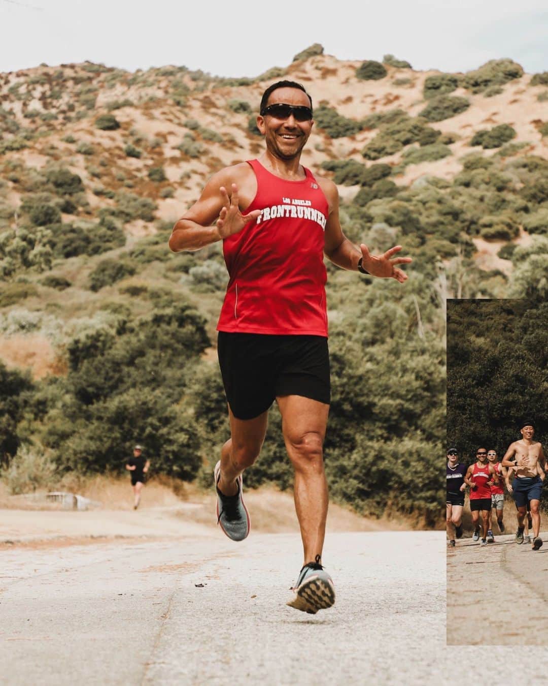 ホカオネオネのインスタグラム：「The LA Frontrunners (@losangelesfrontrunners) is part of a global network of over 100 clubs, all dedicated to creating a welcoming community for LGBT individuals, their friends, and supporters who enjoy running and walking. 💫♥️   "The Front running club became my outlet where, that’s what I did on the weekends, right? The weekend was the time to go and meet up with other gay runners and that’s just the way it became sort of a family for me." - LA Frontrunners member Carlos Vizcarra   How has your run club helped you find a sense of community? Let us know below ⬇️」