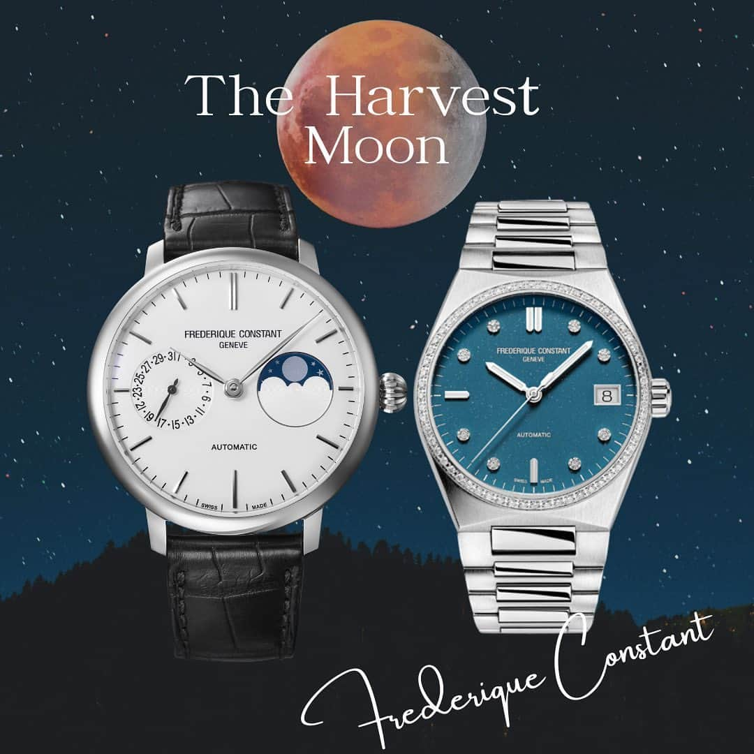 Frederique Constant Japanさんのインスタグラム写真 - (Frederique Constant JapanInstagram)「本日は、中秋の名月です。 フレデリック・コンスタントには、星空をイメージしたブルーの文字盤とダイヤモンドインデックスが煌めく「ハイライフ レディース オートマチック　スパークリング」 や、自社キャリバーのムーンフェイズ機構を搭載した「スリムライン ムーンフェイズ マニュファクチュール」がラインアップされています。 秋の夜長を、ロマンチックな夜空・月をモチーフにした腕時計と過ごしてみてはいかがでしょうか？ 　 《スリムライン ムーンフェイズ マニュファクチュール》 FC-702S3S6 《ハイライフ レディース オートマチック スパークリング》 FC-301SWR3B4　  自動巻き（自社ムーブメント）、3気圧防水、ステンレススチール ¥440,000 (税込) 自動巻き、5気圧防水、ステンレススチール、インターチェンジャブル仕様ラバーストラップ付、世界888本限定、572,000 (税込) . . . . . #FrederiqueConstant #swiss #swissmade #swisswatch #wristwatch #artdeco #carree #diamond #フレデリックコンスタント #メンズウォッチ #レディースウォッチ #レディースファッション #メンズファッション #時計 #腕時計 #大人時計 #大人ファッション #ペアウォッチ #中秋の名月 #月 #星空"」9月29日 23時27分 - frederiqueconstantjapan