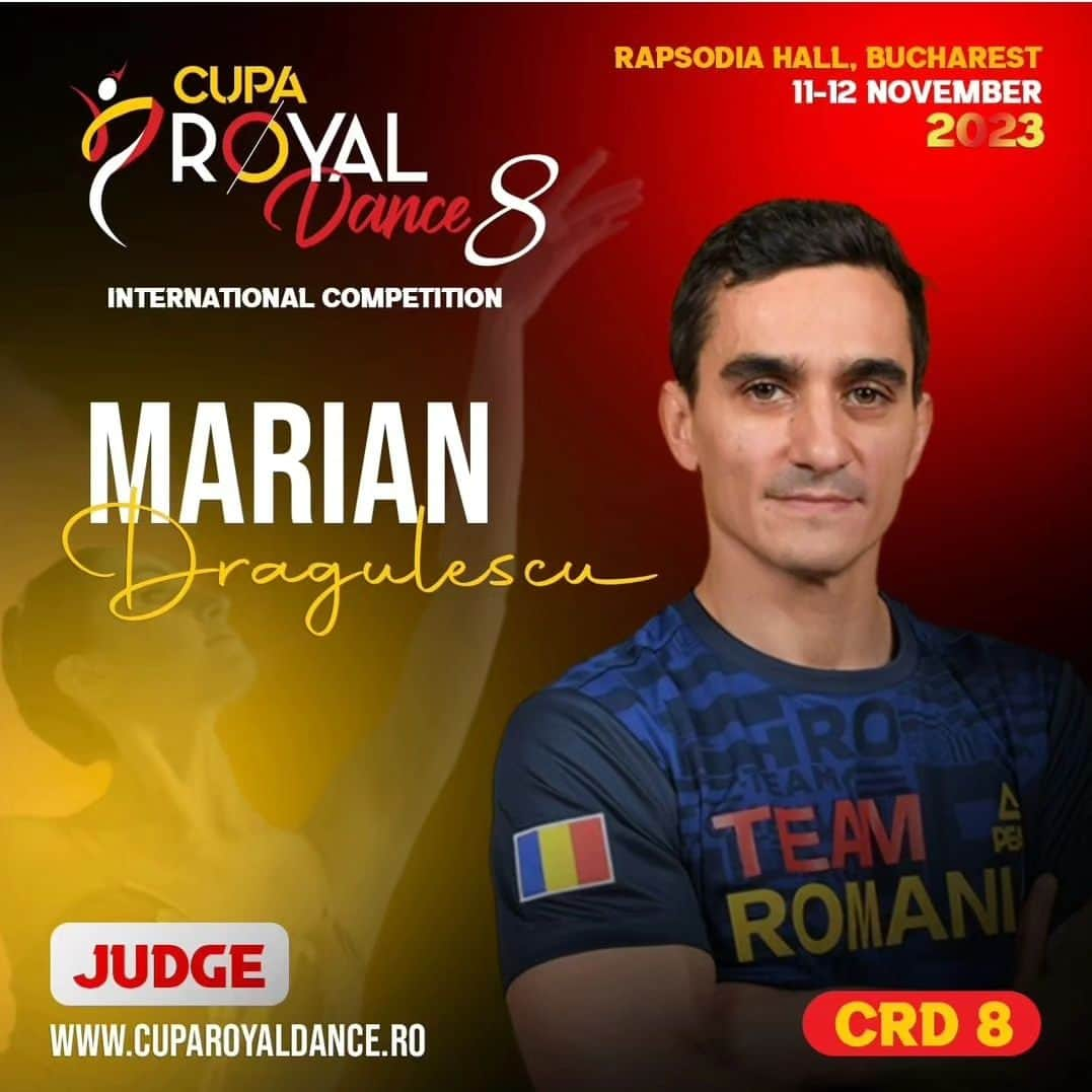 マリアン・ドラグレスクのインスタグラム：「Prezent la datorie 💪 🇦🇩RO Va prezentam Primul membru al juriului  🏆Cupa Royal Dance Editia 8  Marian Dragulescu - #Emblema #Gimnastici_în_România🇦🇩🥇 Ne bucuram sa il avem alături  de noi!  🔝 #Loading..  ✅Înscrierile sunt deschisel 📆DATA EVENT:  11/12 Noiembrie 2023 🏠Locația: Sala Rapsodia Bucuresti   ➡️INSCRIERI : https://cuparoyaldance.rdcp.ro/ ➡️WEBSITE : https://cuparoyaldance.ro/  ✅Detalii : 0728.000.846  📧E-mail: cuparoyaldance@gmail.com  🇪🇺EN Introducing the first member of the jury 🏆Royal Dance Cup Edition 8 2022 🔝 Marian Dragulescu - Emblem of Gymnastics in Romania We are glad to have him with us!  🔝 #Loading.. ✅Registrations are open 📆EVENT DATE: 11/12 November 2023 🏠Location: Sala Rapsodia Bucuresti  ➡️INSCRIERI : https://cuparoyaldance.rdcp.ro/ ➡️WEBSITE :https://cuparoyaldance.ro/  ✅Details : 0728.000.846 📧E-mail : cuparoyaldance@gmail.com」