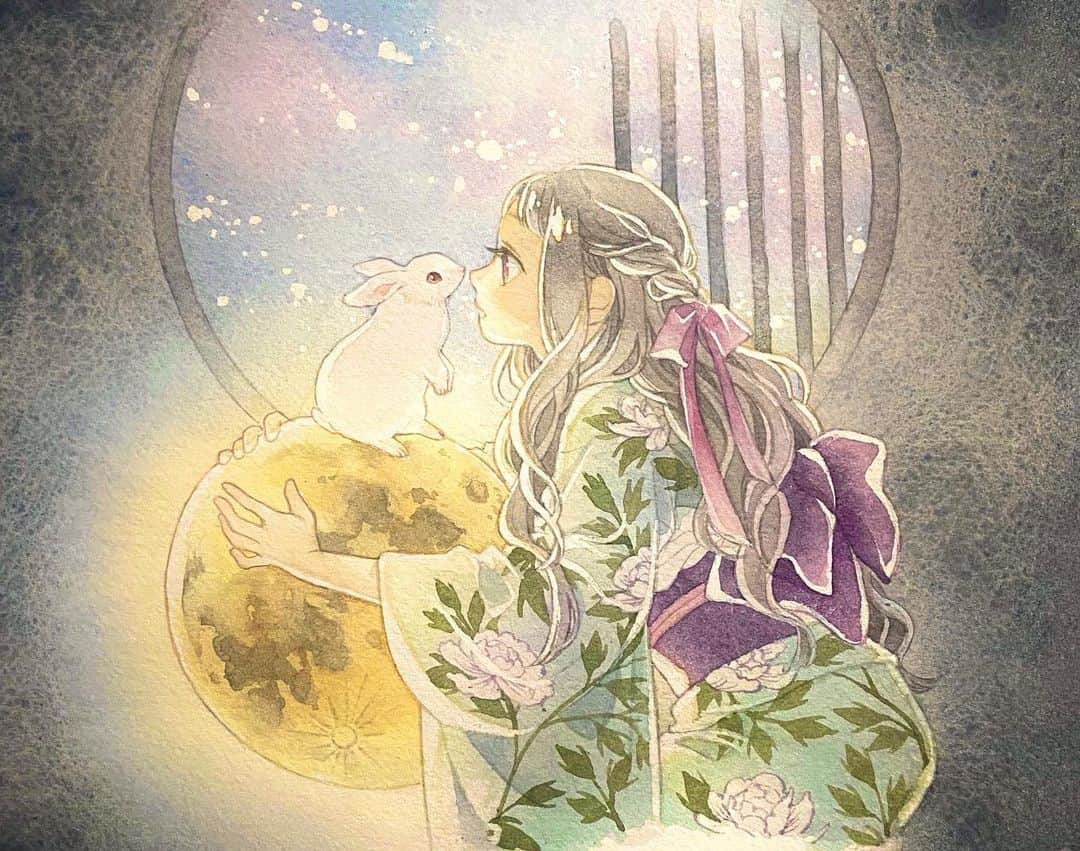 友風子/yufushiさんのインスタグラム写真 - (友風子/yufushiInstagram)「今夜は満月見えるかな🌕  #illustration #illust #イラスト #watercolor #水彩 #透明水彩 #水彩絵の具 #アナログ #アナログイラスト #中秋の名月 #満月」9月29日 15時59分 - uko_yufushi