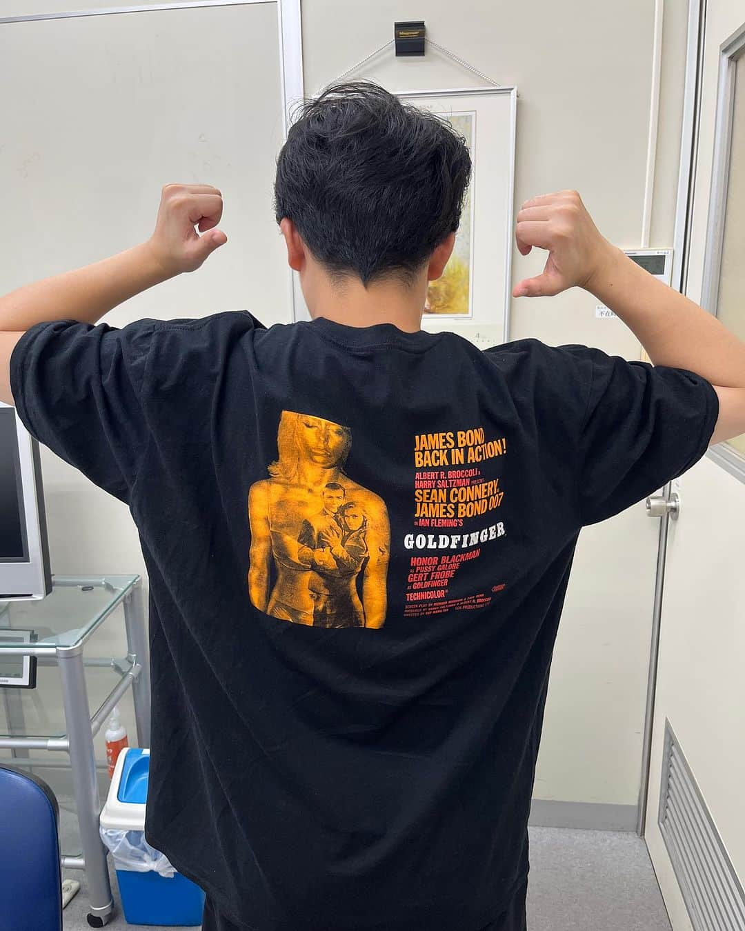 斉藤正伸（ジャガモンド）のインスタグラム：「#映画Tシャツ #007 #ゴールドフィンガー #豆魚雷 #ジェームズボンド #映画 #マチコミ #映画紹介人」