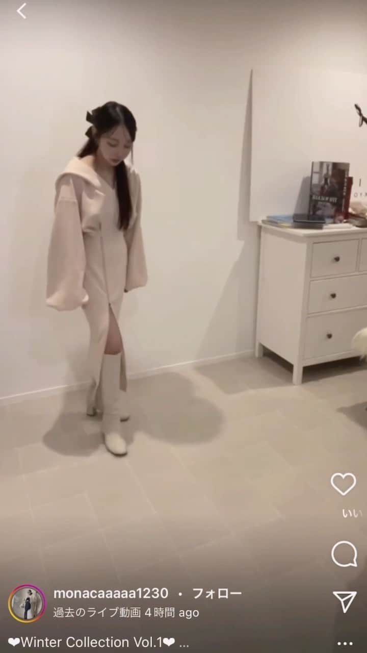 西もなかのインスタグラム：「【❤︎ボンディングジップスリットフードワンピース❤︎】⠀ 短くリールにしてみました❤︎」