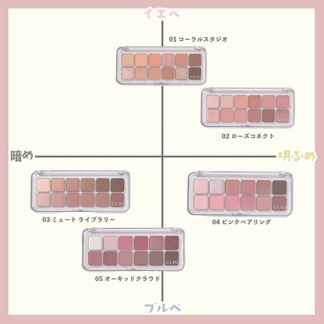 【non.tv】コスメ・メイク動画チャンネルさんのインスタグラム写真 - (【non.tv】コスメ・メイク動画チャンネルInstagram)「@noin.tv ←最新コスメ情報はこちら♡ 【心ときめくカラー盛り沢山の新パレット】 韓国の人気コスメブランド「クリオ」からトレンド感たっぷりのアイシャドウパレットが登場！  各パーソナルカラー大歓喜の様々なトーンのシャドウが超カワイイ💕 ================================ #クリオ プロアイパレット エアー 01 コーラルスタジオ 02 ローズコネクト 03 ミュート ライブラリー 04 ピンクペアリング 05 オーキッドクラウド 全5色 各¥3,960(税込) ================================ #prじゃないやつ #美容 #コスメ紹介 #コスメ購入品 #コスメ好きさんと繋がりたい #コスメ部#おすすめコスメ#makeup #beauty #CLIO #韓国コスメ #プチプラコスメ #プチプラ #新作コスメ #新作 #秋の新作 #韓国メイク #アイシャドウ #アイシャドウパレット #プチプラアイシャドウ #ラメシャドウ #ブルベ夏 #ブルベ冬 #イエベ春 #イエベ秋 #パーソナルカラー #コスメレポ #コスメオタク #アイメイク」9月29日 18時00分 - noin.tv