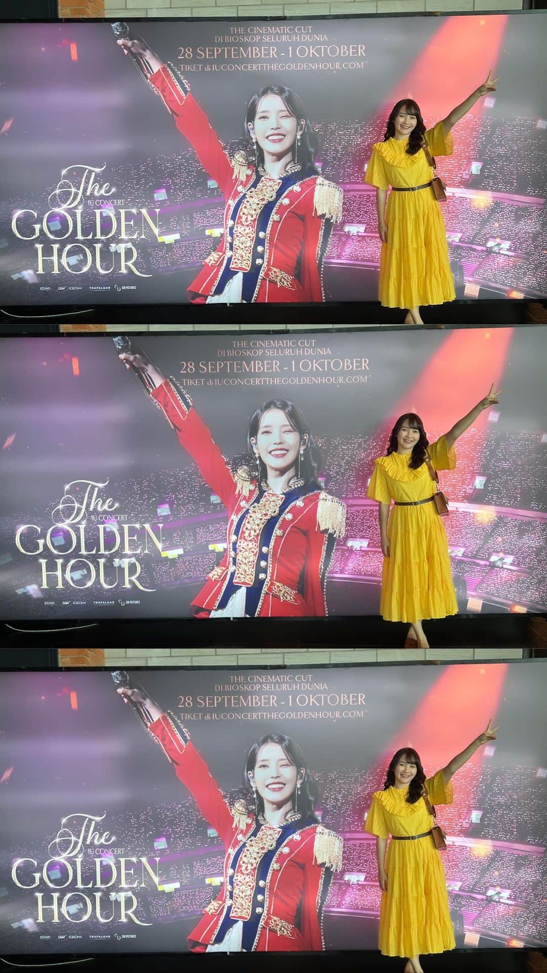 デフィ・キナル・プトリのインスタグラム：「terimakasih sayangku sudah menemani nonton IU Concert - The Golden Time💕 gede banget si panggungnya ya, dan mewah banget konsernya. gimmicknya tidak main main. pengen banget suatu saat nntn di Seoul Olympic  Stadium😍🥹🥹🥹🥹 amin. mewah banget si, terus setlist lagunya bener-bener bisa sing along sampe post encore🩷🩷」