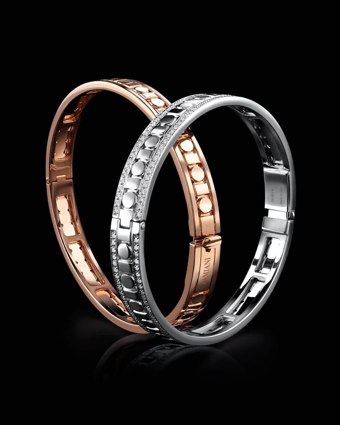 ダミアーニのインスタグラム：「The jewels from the Belle Époque Reel collection feature a geometric design that enchants you with its perfection: circles and rectangles, shapes within shapes.  #TastetheItalianExcellence #DamianiBelleEpoqueReel #Damiani #Handmade #MadeInItaly」