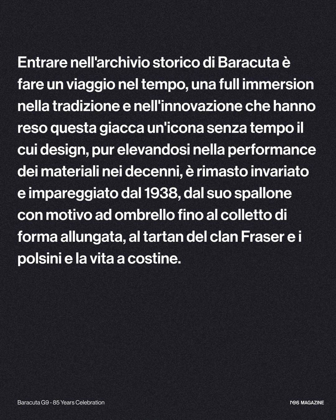 バラクータさんのインスタグラム写真 - (バラクータInstagram)「🇮🇹/🇬🇧 In occasione dell'85esimo anniversario della G9 Jacket, uno dei principali capi di Baracuta, nss ha avuto l’opportunità di esplorare @wparchivio . Abbiamo analizzato la storia del brand in modo più approfondito e osservato da vicino i mille volti della G9 Jacket, scoprendo come, nonostante il suo design rimanga sempre lo stesso, la G9 si è evoluta nel tempo grazie alle nuove tecnologie sperimentate da Baracuta. Cosa ne pensate?  For the 85th anniversary of the G9 Jacket, one of Baracuta’s signature pieces, nss had the opportunity to explore the @wparchivio . We took a closer look at the history of the brand and at the G9 Jacket features. We discovered how, although its design has always remained untouched, the G9 has evolved over time thanks to Baracuta’s ever-improving technologies. What do you think?  Photographer @davemasotti  Stylist @noeypark  Muah Lorenzo Zavatta Models @carlitosuey , @mr.zarra   #baracuta @baracuta」9月29日 19時00分 - baracuta