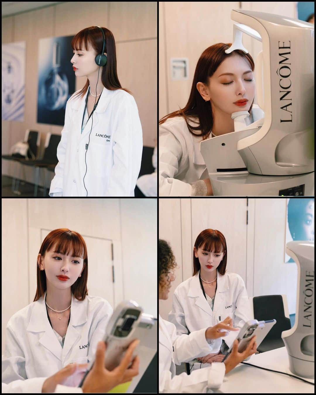 鈴木えみさんのインスタグラム写真 - (鈴木えみInstagram)「@lancomeofficial ラボツアー👩🏻‍🔬🔬 ランコムは世界各地にラボがあり、それぞれの得意分野を中心に研究が進められています。 今回お邪魔したパリのラボは50年代に出来た初ラボで、主に製品の性能評価をする役割を担っているんだそうです。 研究開発の歴史をはじめ、原料を見たり触ったり処方について学んだり。ジェニフィックを調合するワークショップも行われました🧪 日本で販売されているジェニフィックは、世界随一の🇯🇵専用フォーミュラで、他国のものよりもみずみずしく浸透しやすいテクスチャー。スキンケアステップを多く重ねる日本の習慣に合わせて作られているって知ってましたか？？✨ そして毎回ドキドキしちゃう肌測定😛うれしいことに全体評価はとても良かったのですが、強いて言うならば「保湿をがんばりましょう」という結果が出ました。はい、パーフェクト目指して一生懸命がんばります❤️‍🔥 ㅤㅤㅤㅤㅤㅤ #ランコム #ジェニフィック #lancomeskincare #PR」9月29日 19時00分 - emisuzuki_official