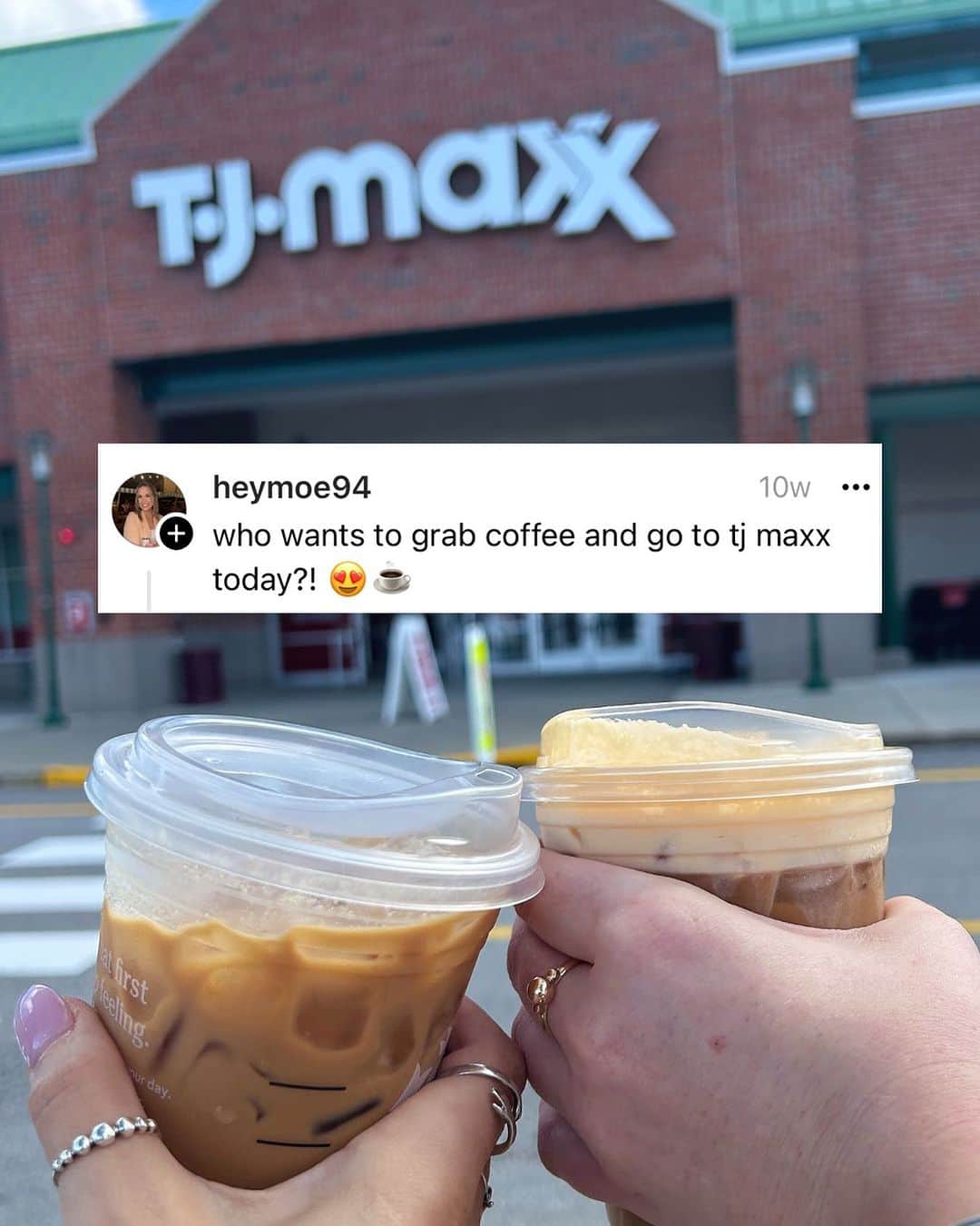 T.J.マックスのインスタグラム：「nothing goes together like a tjmaxx shopping trip and an iced coffee #nationalcoffeeday (🧵: @heymoe94)」