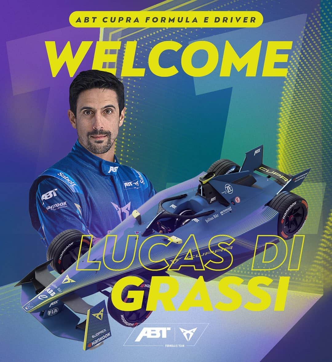 ルーカス・ディ・グラッシのインスタグラム：「@lucasdigrassi, the driver with most wins in @fiaformulae, returns to the competition to race for the #ABTCUPRAFE team! He’s set to compete with @nico.mueller51 for the 2024 all-electric racing championship, which will kick off in January in Mexico.   See you on the track, Lucas!⚡️  @abtmotorsport #ElectricRacing」