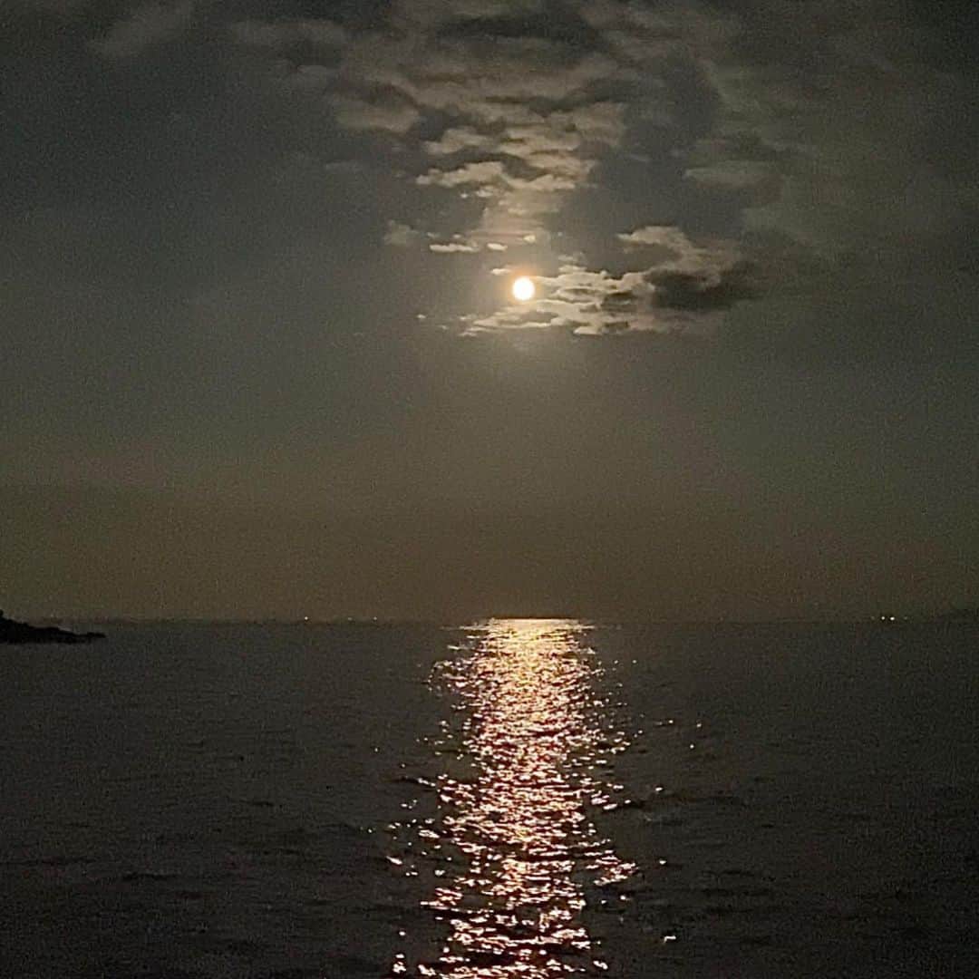 祥吉さんのインスタグラム写真 - (祥吉Instagram)「中秋の名月 今年も中秋の名月に満月  中秋の名月と満月が重なるのは7年後だそうで 今夜は是非 空を見上げて満月のパワーをいただいてください🌕✨  水面の映る月光も美しいです  #中秋の名月 #お月見 #満月 #水面 #月光」9月29日 19時25分 - akoshokichi