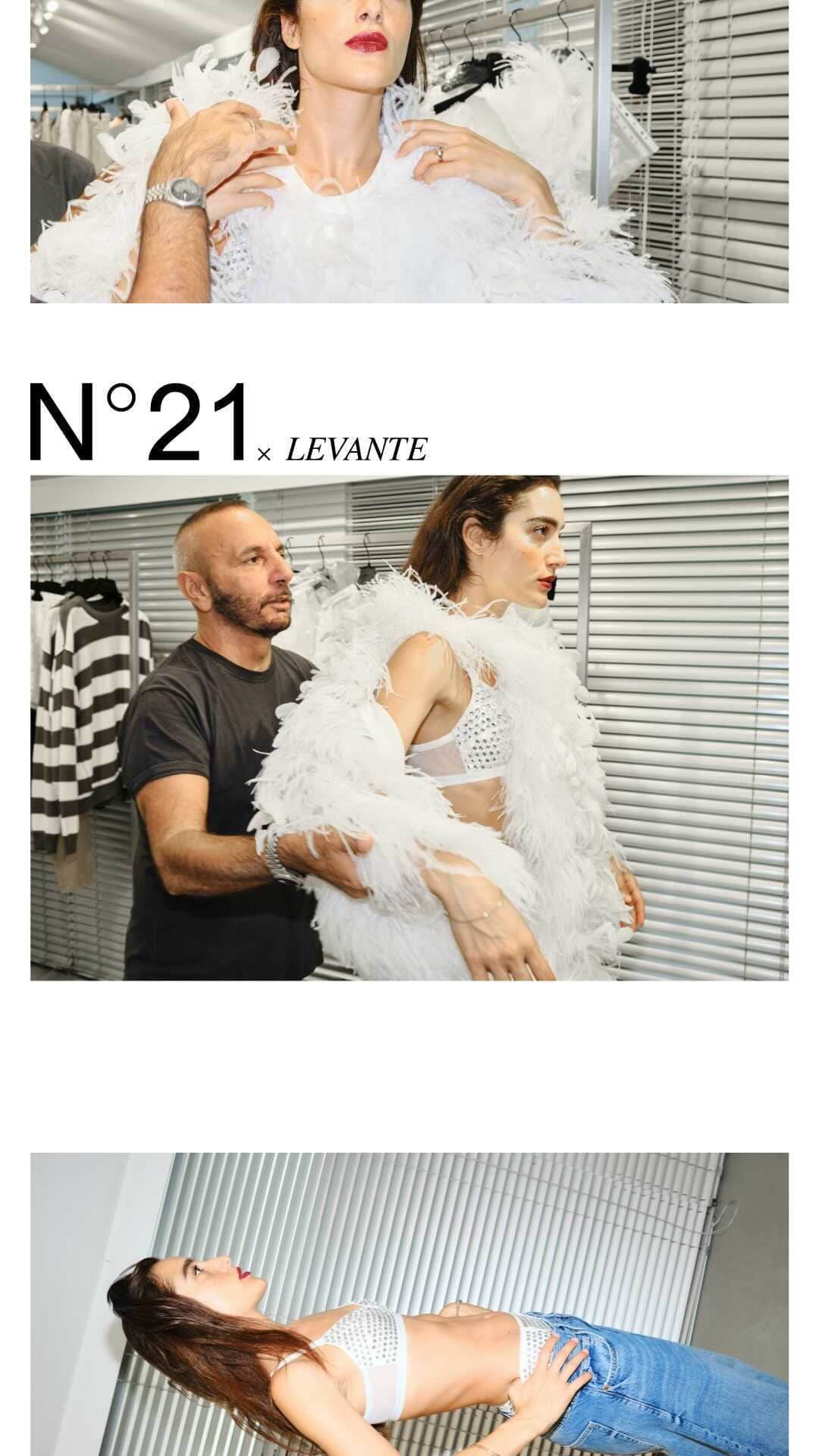 ヌメロ ヴェントゥーノのインスタグラム：「@levanteofficial wearing custom N21 looks for the final performance of her tour “Opera Futura” at the Arena di Verona, Italy.  Styled by @mrlollo   #N21 by #AlessandroDellAcqua」