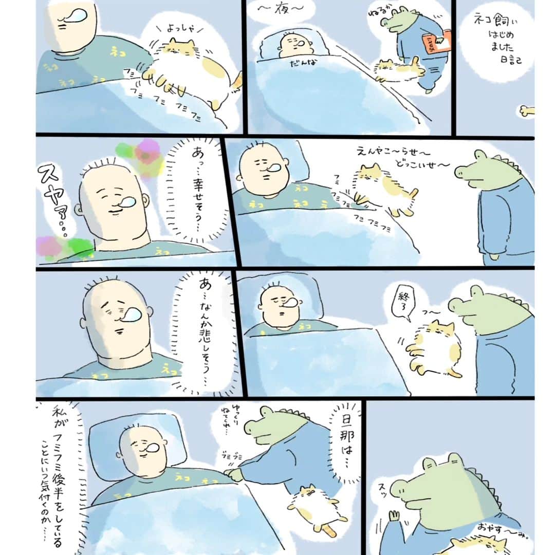中山有香里のインスタグラム：「ネコ飼いはじめました日記 偽フミフミ。 たぶん気付かれていない…  #ネコ飼いはじめました日記 #ねこ#ネコ#ペット#ネコ好きと繋がりたい #まんが#漫画」
