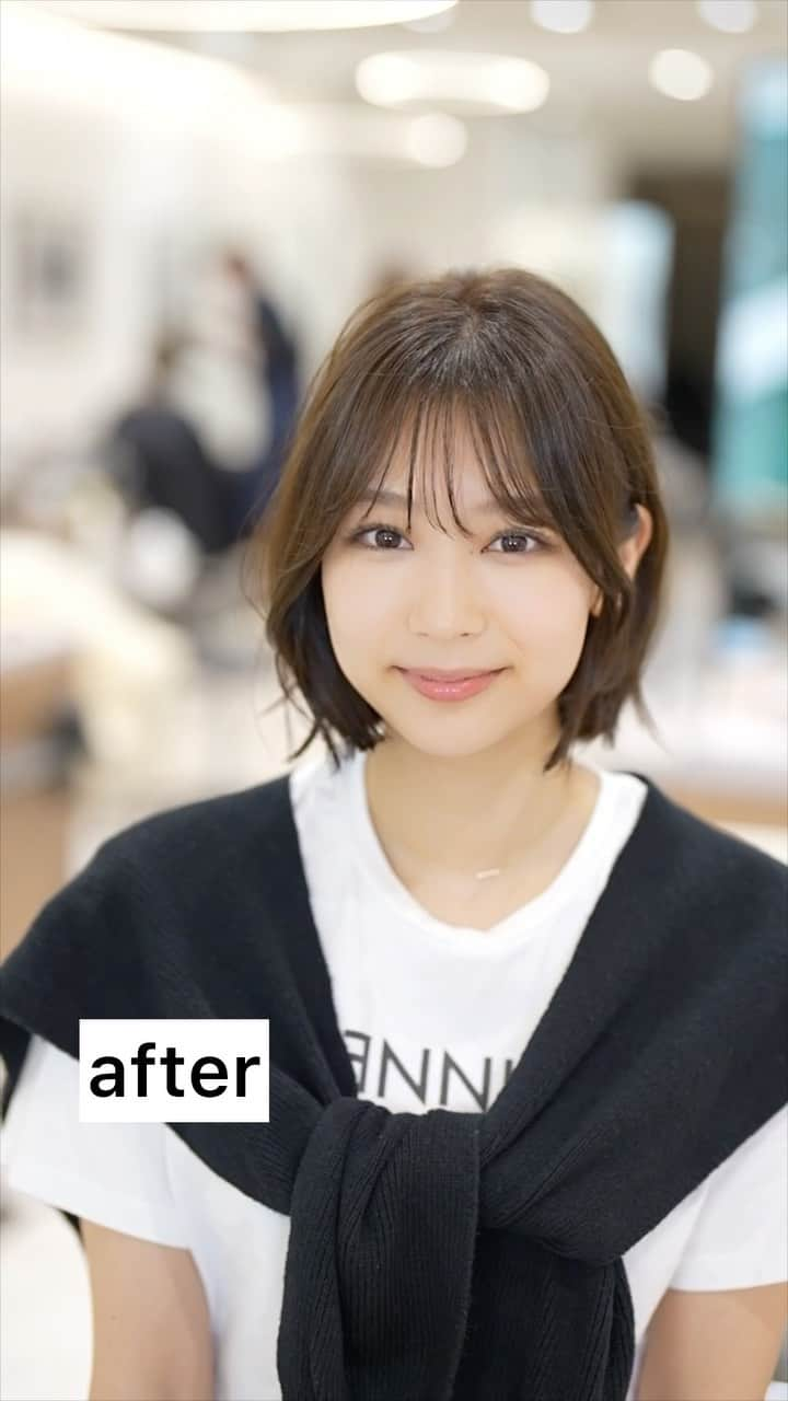 佐藤 康文のインスタグラム：「ショートボブbefore→afterです✨  カットは顔まわりとバックにレイヤーを入れたショートボブです✂️  カラーはオリーブベージュです✨  #ショートボブ#オリーブベージュ #韓国風ヘア#韓国風ボブ#韓国ファッション #ボブ#グレージュ##美容師#美容院 #美容##ヘアスタイル#ヘア#アレンジ#ヘアアレンジ#hair#hairstyle #メイク#ヘアカラー#ヘアセット#髪質改善#名古屋美容院 #」