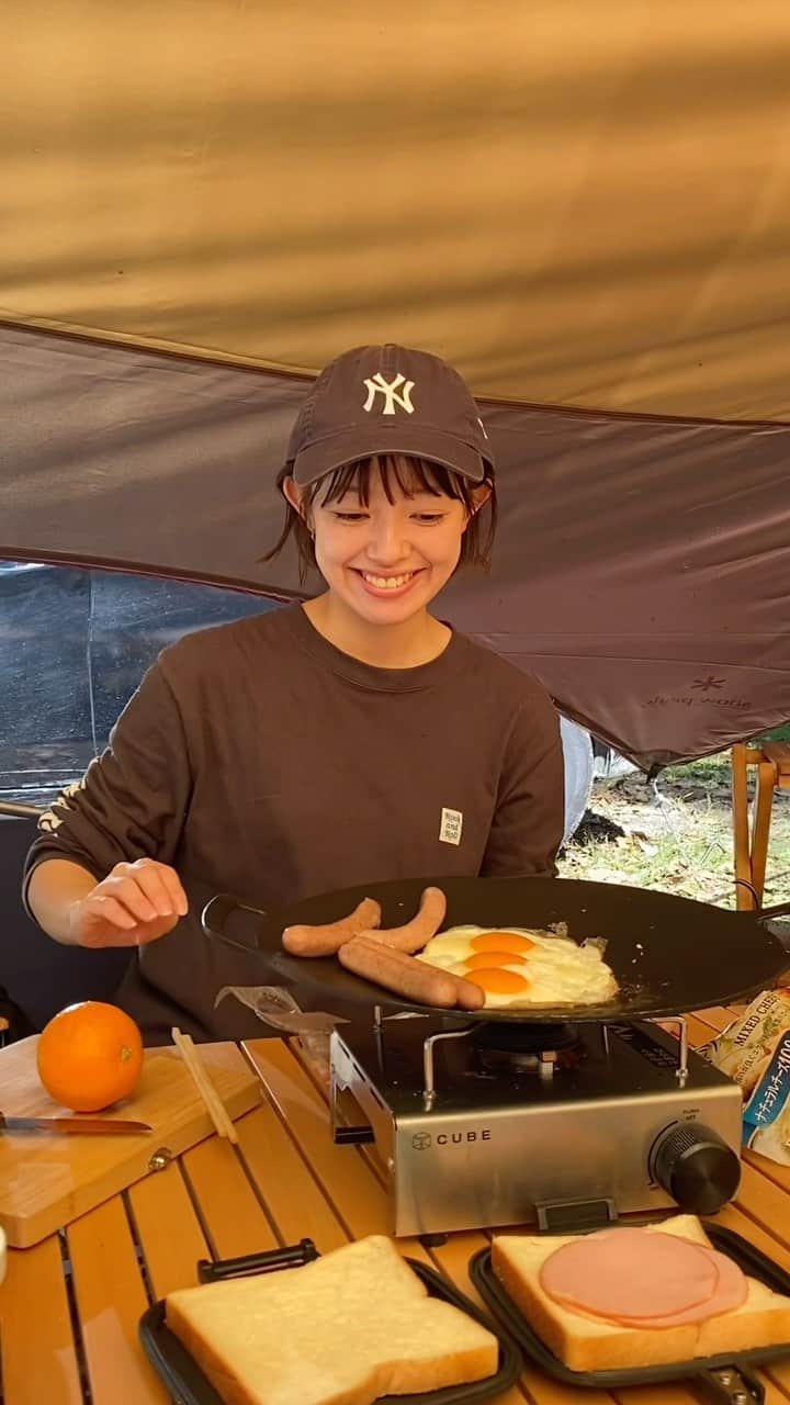 柳生みゆのインスタグラム：「キャンプが楽しい季節🍂🏕️ 今年はたくさん行きたいなぁっ🍠 #キャンプ　#キャンプ飯　#女子キャンプ #ナラ入沢渓流釣りキャンプ場」