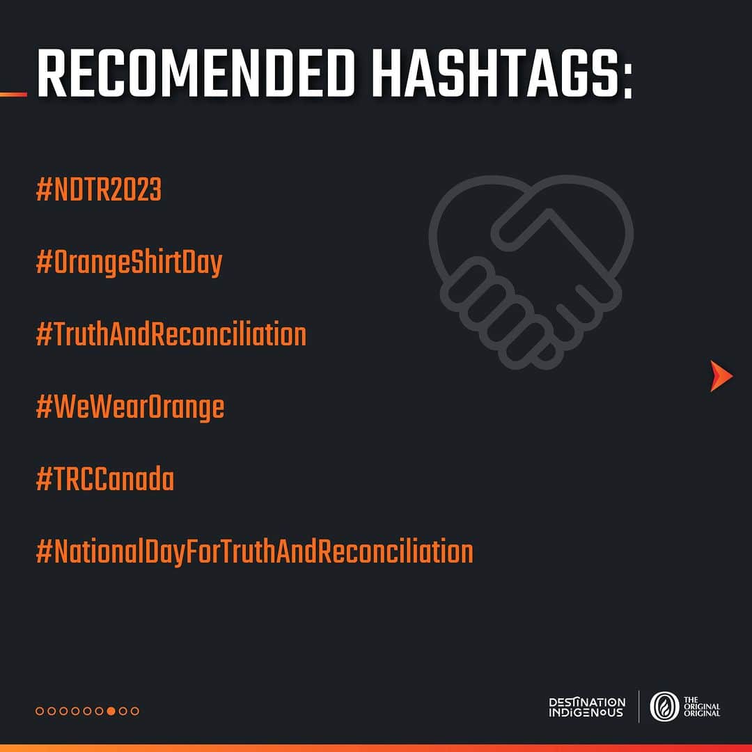 Explore Canadaさんのインスタグラム写真 - (Explore CanadaInstagram)「From our friends at @destinationindigenous:  CONTENT/TRIGGER WARNING: Mentions of Indian Residential Schools, Assimilation, Ongoing Harm, Colonial Impacts.  September 30th is the third annual #NationalDayForTruthAndReconciliation, a day to honour the First Nation, Métis, and Inuit survivors of Residential Schools and commemorate those who did not return. 🪶  For Indigenous Peoples and communities, this will serve as a day for remembrance; for others, it should generate conversation, insight learning, and prompt action through strong allyship.  Through September 30th coincides with #OrangeShirtDay, allyship goes far beyond simply wearing orange in solidarity. #DestinationIndigenous, along with our partners, encourages you to refer to the above infographic, which offers simple but effective actions that can generate change for Indigenous Peoples.  The National Residential School Crisis Line is available 24 hours a day for those experiencing distress as a result of residential schools. Support is available at 1-866-925-4419. Please also see a detailed list of local crisis line options available in slide 9 of the above graphic.  We invite everyone to share this graphic to their social platforms and raise awareness. Please credit @DestinationIndigenous 🧡  #NDTR2022 | #OrangeShirtDay | #TRCCanda | #WeWearOrange |#TruthAndReconciliation | #NationalDayForTruthAndReconciliation | #DestinationIndigenous | #TheOriginalOriginal   @IndigenousTourismBC | @Indigenoustourismnb | @indigenous.tourism.alberta | @indigenoustoursimnwt | @indigenoustourismmb | @autochtoneqc | @indigenoustourismnl | @indigenoustourismpei | @explorecanada」9月30日 1時43分 - explorecanada