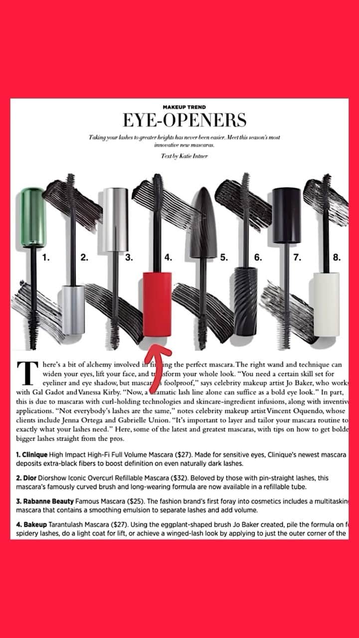 JO BAKERのインスタグラム：「S H O R T • L I S T E D  @harpersbazaarus ❤️‼️ Absolutely thrilled to have #tarantulash be featured in the top 4 #innovative #mascaras of this season 💥‼️   Thank you to the chic as hell #beautyeditor s @jennarosenstein + @katieintner ( if you don’t already you should follow them for all things #beauty )  💥‼️  #beautybloggers #makeupartist #jobakermakeupartist #harpersbazaar  #thebestmascaraintheworld #lash #lashes #makeup」