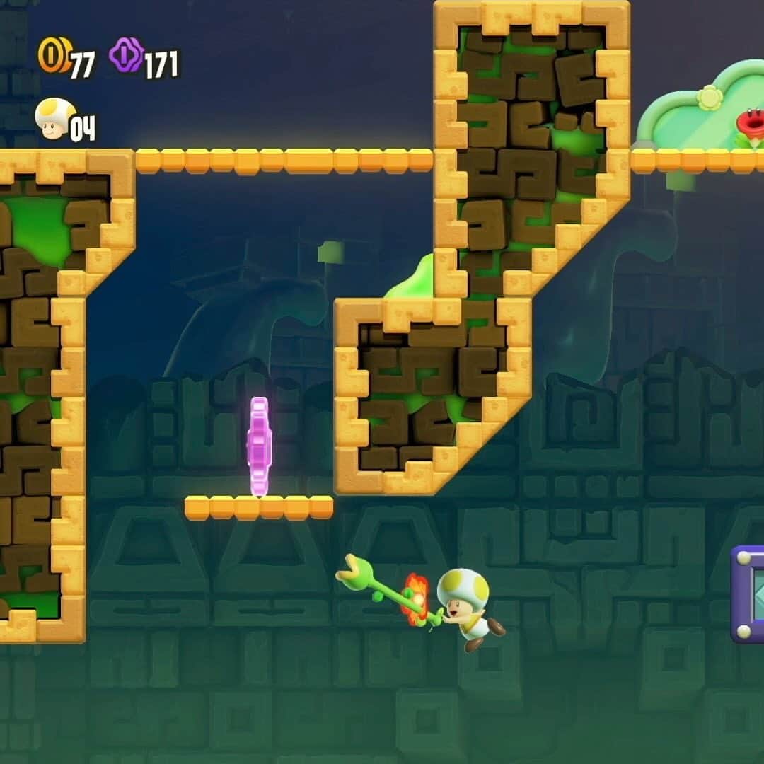 任天堂アメリカのインスタグラム：「Yellow Toad needs some help getting to the platform, can you help?  #SuperMarioBrosWonder #NintendoSwitch」