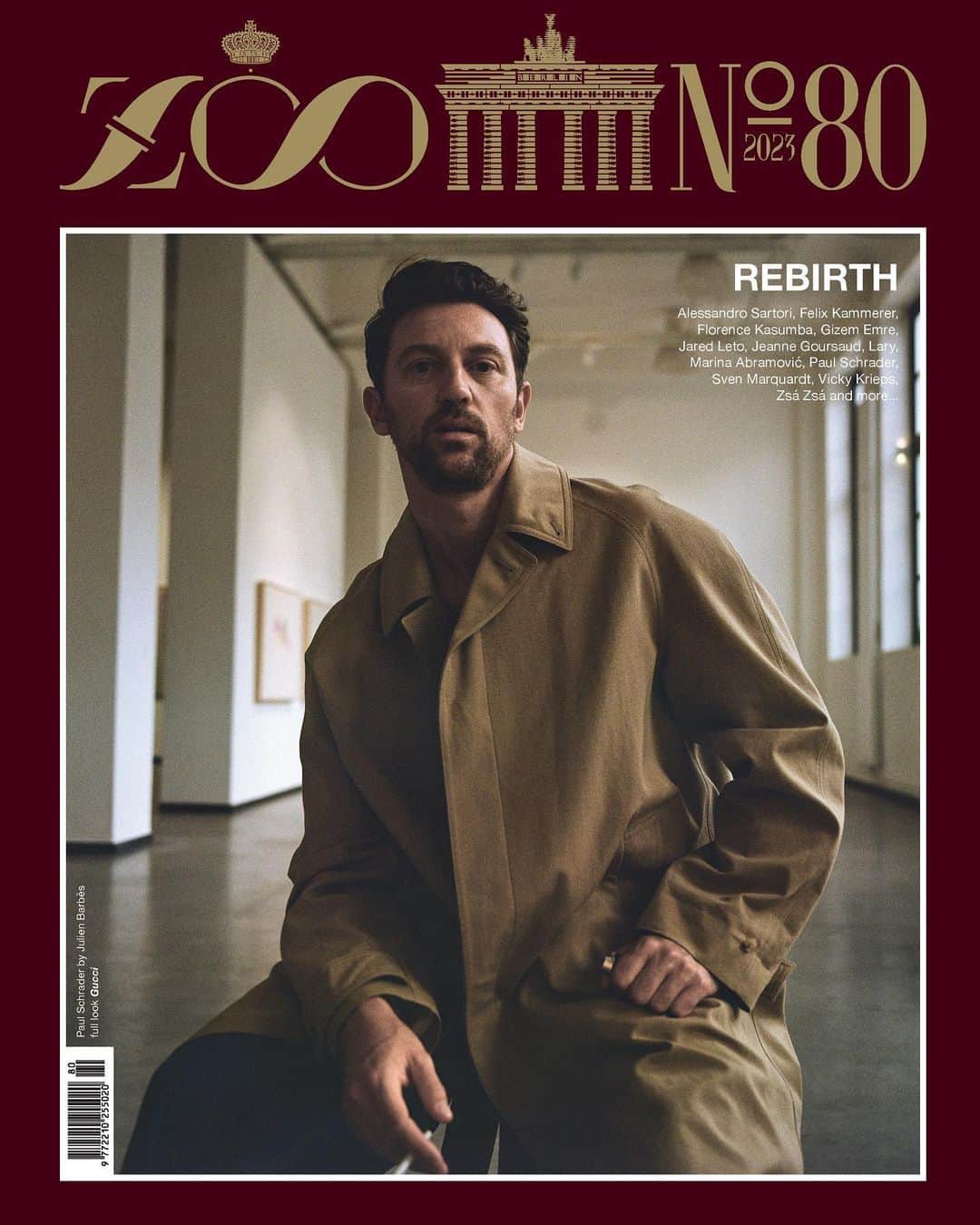 ZOO Magazineのインスタグラム：「ZOO MAGAZINE ANNIVERSARY ISSUE #80: REBIRTH  As he discloses further parts of his artistic process, Paul Schrader shares another moment of reflection on his work, the art industry, the expressive power of art, and the intertwinement of his personal past and present with ZOO.  Paul wears Gucci @gucci  Photographer: Julien Barbès @studiojulienbarbes Talent: Paul Schrader @paul_schrader Stylist: Christiane Graf @ Nina Klein @christiane_graf Hair and Makeup: Kristina Griffato @ Nina Klein @kristinagriffato Stylist’s Assistant: Marika Hellmund Location: Barlach Halle K @barlachhallek Production: ZOO MAGAZINE Interview: Luisa Voss @luisavoss.nl  #ZOO80 #ZOOMagazine #SandorLubbe #fashionphotography #rebirth#20YEARSZOOMAGAZINE #Berlin」