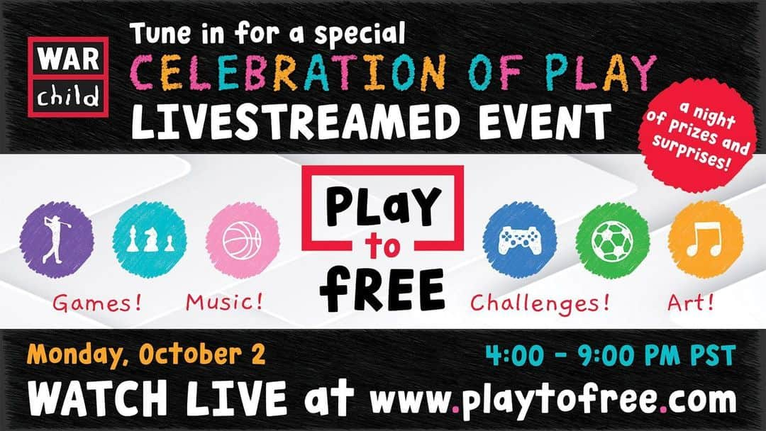 トローヤン・ベリサリオのインスタグラム：「This Monday, on International Day of Non-Violence, tune in LIVE to join me and a host of others for the #PlaytoFree launch event at www.playtofree.com.   We’ll be playing to free children from the fear of war and violence, while raising funds for the important work of @warchildusa and @warchildcan.  It'll be a special night of prizes and surprises, games, art, and music, and we'd love for you to come out and play with us!  Mon, Oct 2 from 4:00 - 9:00PM PST  (Click on the link in my bio OR Watch at: www.playtofree.com」