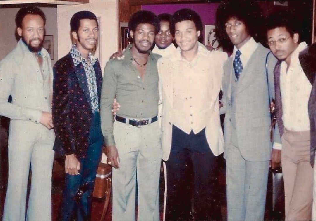 アース・ウィンド・アンド・ファイアーのインスタグラム：「#FBF With Leon 'Ndugu' Chancler and David Brown during our European tour with Carlos Santana in 1975.」